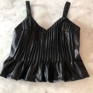 Anthropologie vegan leather peplum top